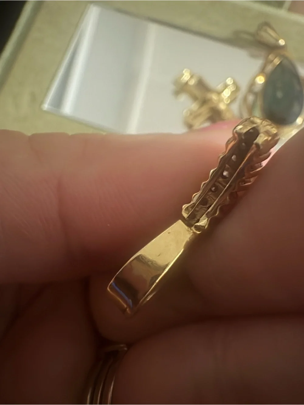 Real Gold solid not hollow pendant sparkly Natural .60 diamonds.